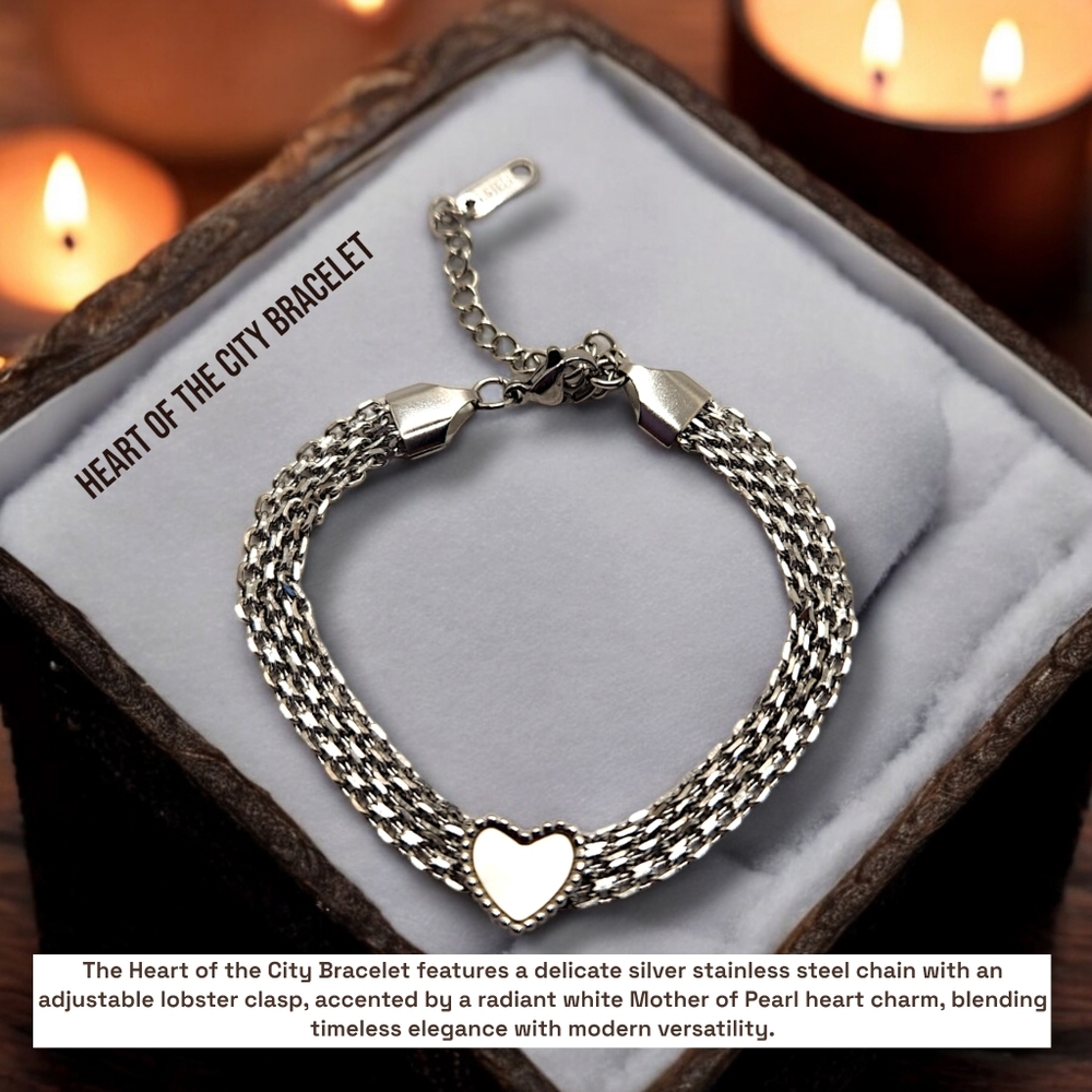 Stainless steel heart clasp bracelet